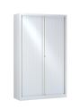 Armoire haute monobloc à rideaux ETIC - 198 x 120 cm - corps et rideaux blanc