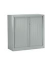 Armoire mi-haute monobloc à rideaux ETIC - 100 x 120 cm - gris