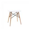 Tabouret bas SKOLL - pieds bois et acier noir - assise blanche