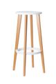 2 Tabourets hauts WOODY - pied hêtre - assise blanche