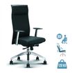 Fauteuil de bureau WILSON - accoudoirs fixes - appui-tête intégré - cuir noir