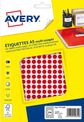 Avery - Etui A5 - 2940 Pastilles adhésives - rouge - diamètre 8 mm