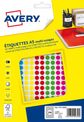 Avery - Etui A5 - 2058 Pastilles adhésives - couleurs assorties - diamètre 8 mm