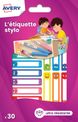 Avery - 30 Étiquettes adhésives pour stylos - 50 x 10 mm - Smiley