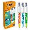 BIC 4 Couleurs Velours - 12 Stylos à bille 4 couleurs - corps assortis motif jungle