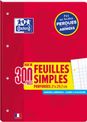 Oxford - Bloc de cours - feuilles simples détachables A4 - 300 pages - grands carreaux (Seyes) - perforées
