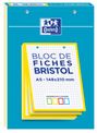 Oxford - Pack de 30 Fiches Bristol - A5 - petits carreaux - perforées - jaune