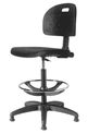 Siege technique KIM - tabouret assis-debout - hauteur réglable jusqu'à 81 cm - repose-pieds réglable - dossier - noir