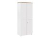 Armoire haute YES ! - L80 x H187 x P42 - 2 portes - Façade blanche - Dessus chêne structuré