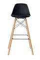 Lot de 2 tabourets haut STEELWOOD - pied hêtre - assise noire