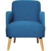 Fauteuil d'accueil BROOKS avec accoudoirs - pieds en hêtre massif - bleu