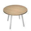 Table ronde - H105 cm - 100 cm - 4 Pieds blanc - plateau imitation chêne