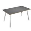 Table haute - 140 x 80 x 105 cm - Pieds métal blancs - Anthracite chants chêne