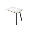 Retour direct pour bureau LEONARDO - L80 x H74 x P60 - Pieds métal noirs - plateau blanc chants chêne