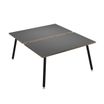 Bureau Bench LEONARDO - L140 x H74 x P168 - Pieds métal noirs - Anthracite chants chêne