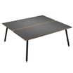 Bureau Bench LEONARDO - L180 x H74 x P168 - Pieds métal noirs - Anthracite chants chêne
