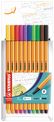 STABILO point 88 - Pack de 10 feutres fins - 0,4 mm - couleurs assorties
