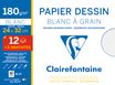 Clairefontaine - Pochette papier à dessin  - 15 feuilles (dont 3 gratuites) - 24 x 32 cm - 180 gr - blanc