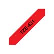 4977766052078-Brother TZe431 - Ruban d'étiquettes auto-adhésives - 1 rouleau (12 mm x 8 m) - fond rouge é-P_12431_6-0