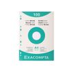 Exacompta - Pack de 100 Fiches Bristol - A4 - petits carreaux - perforées - blanc