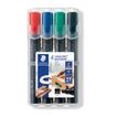STAEDTLER Lumocolor 350 - Pack de 4 marqueurs permanents - pointe biseau - couleurs assorties
