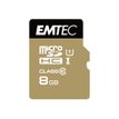 EMTEC Gold+ - Flashgeheugenkaart (SD adapter inbegrepen) - 8 GB - Class 10 - microSD - goud
