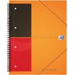 Oxford International Meetingbook A4+ - Notitieboek - met draad gebonden - 80 vellen / 160 pagina's - wit papier - van lijnen voorzien - met meerdere gaten - oranje hoes - polypropyleen (PP)