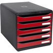 Exacompta BigBox Plus - Module de classement 5 tiroirs - noir/rouge