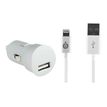 BigBen - chargeur allume-cigare + cable USB A/Lightning - blanc