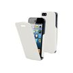 Muvit Flip - Beschermhoes voor mobiele telefoon - imitatieleer - wit - voor Apple iPhone 4, 4S
