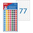 APLI-Agipa - Permanente kleeflaag - blauw, geel, paars, rood, groen, oranje, roze, verschillende kleuren - 8 mm rond 385 etiket(ten) (5 vel(len) x 77) etiketten