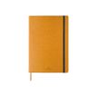 Oberthur Carmen - Notitieboek - bevestigd aan hoes - A6 - 100 vellen / 200 pagina's - ivoorkleurig papier - ongekleurd - mustard cover - leer
