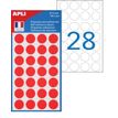 APLI PAPER - Permanente kleeflaag - rood - 15 mm rond 168 etiket(ten) (6 vel(len) x 28) etiketten