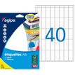 Agipa Etiquettes - Permanente kleeflaag - wit - 35 x 15 mm 640 etiket(ten) (16 vel(len) x 40) etiketten