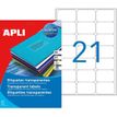 APLI-Agipa - Permanente kleeflaag - transparant - 63.5 x 38.1 mm 420 etiket(ten) (20 vel(len) x 21) etiketten