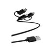 T'nB 3 IN 1 - câble de charge et de synchronisation USB/Micro USB - USB Type-C - Lightning - 1.5 m - noir