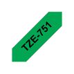 Brother TZe751 - Ruban d'étiquettes auto-adhésives - 1 rouleau (24 mm x 8 m) - fond vert écriture noire 