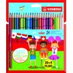 STABILO Color - 24 Crayons de couleur (20 couleurs classiques + 4 fluo)
