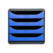 Exacompta BigBox - Module de classement 4 tiroirs - gris/bleu brillant