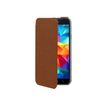 Muvit Made in Paris Crystal Folio - Flip cover voor mobiele telefoon - hoge kwaliteit PU - bruin - voor Samsung Galaxy S5 Mini