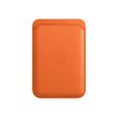 Apple - Porte carte en cuir avec MagSafe pour iPhone 12, 13, 14 - orange