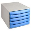 Exacompta The Box - Module de classement  5 tiroirs - gris lumière/bleu glacé