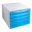 Exacompta The Box - Module de classement  5 tiroirs - gris lumière/turquoise translucide