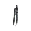 Enzo Varini Mini Taormina Carena - Parure de stylo à bille et stylo plume - acier noir motif blanc