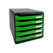 Exacompta BigBox Plus - Module de classement 5 tiroirs - noir/vert pomme