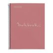 Notebook carton recyclé, A4 quadrillage 5x5 mm, 80 feuilles de 1 couleur, gamme ECO EMOTIONS, Miquelrius, Rose.