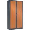 Armoire haute monobloc à rideaux - 198x120x45cm - noir/merisier