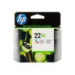HP 22XL - 11 ml - hoog rendement - kleur (cyaan, magenta, geel) - origineel - inktcartridge - voor Deskjet F2185, F2187, F2224, F2288, F2290, F375, F4188, F4190, F4194; Officejet 56XX