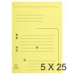 Exacompta Super 210 - 5 Paquets de 25 Chemises imprimées 2 rabats - jaune canari