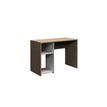 3483601209411-Bureau home office - Finition blanc et imitation chêne avec 1 partie rangement --1